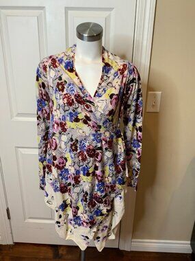 Guinevere Anthropologie Multicolor Floral Bloom Wrap Cardigan Sweater, Size M